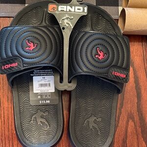 AND1 Black Slides with Red Accents